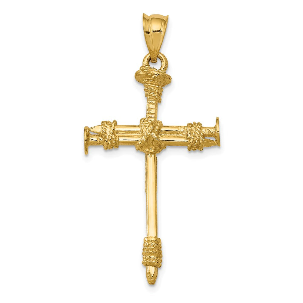 14k Polished Nail Cross Pendant