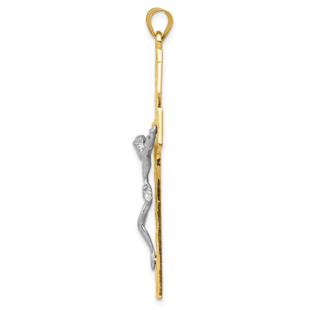 14k Two-tone Diamond-cut Filigree Crucifix Pendant