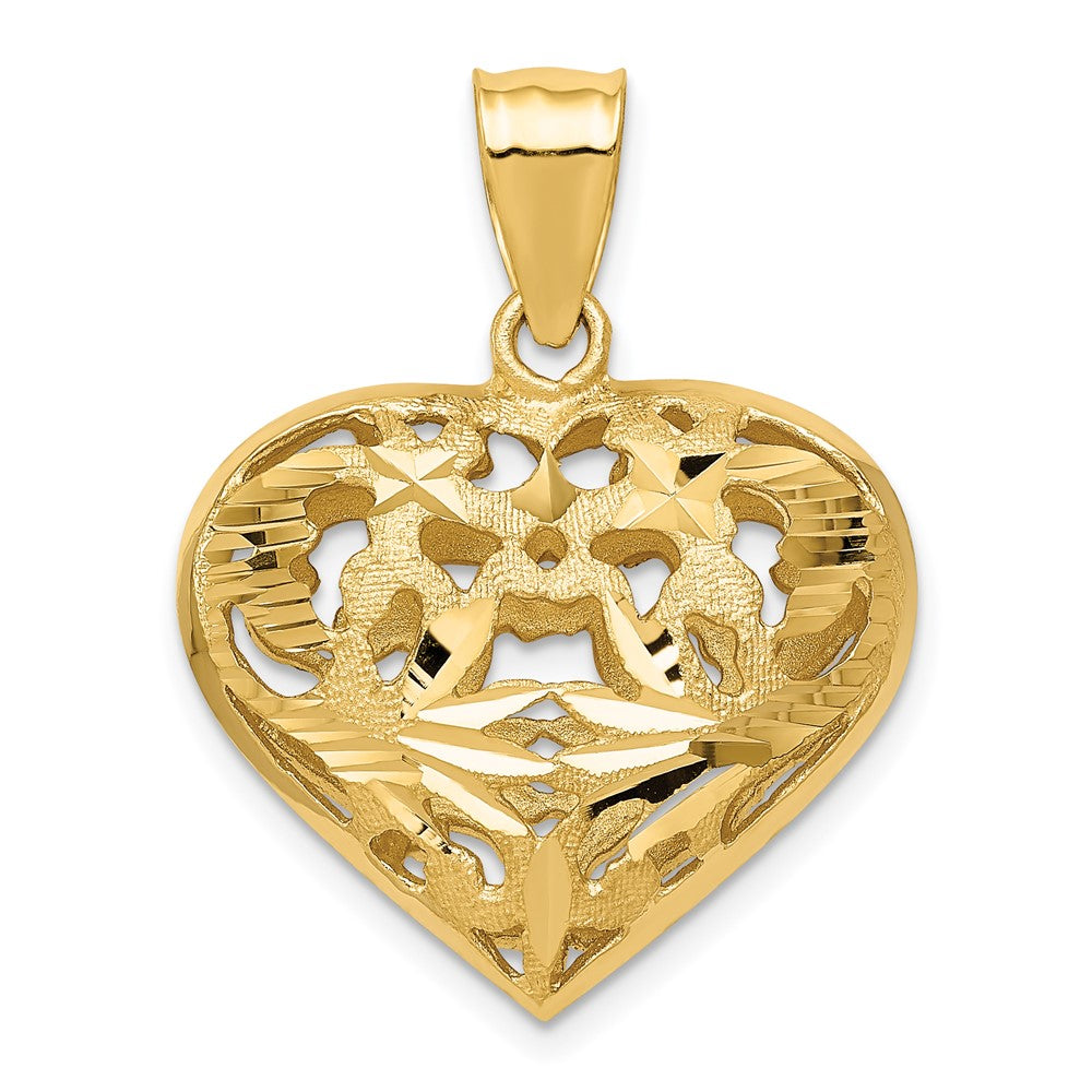 14k Fancy 3D Heart Charm