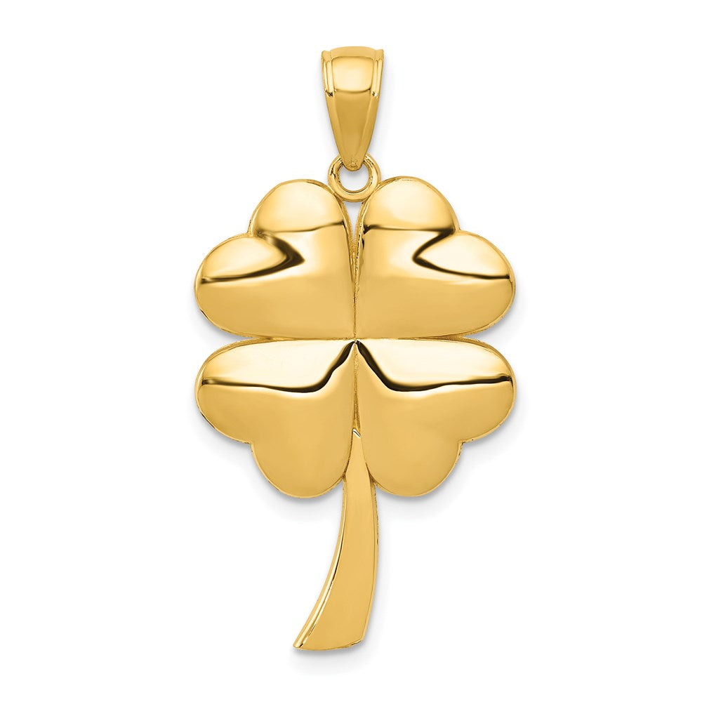 14k Solid Polished 4-Leaf Clover Pendant