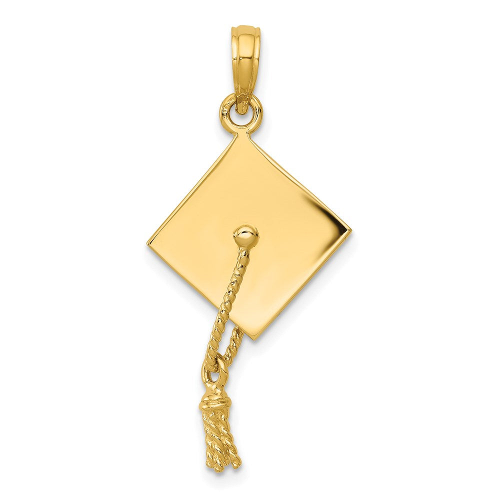 14k Solid Polished 3-D Graduation Cap Pendant