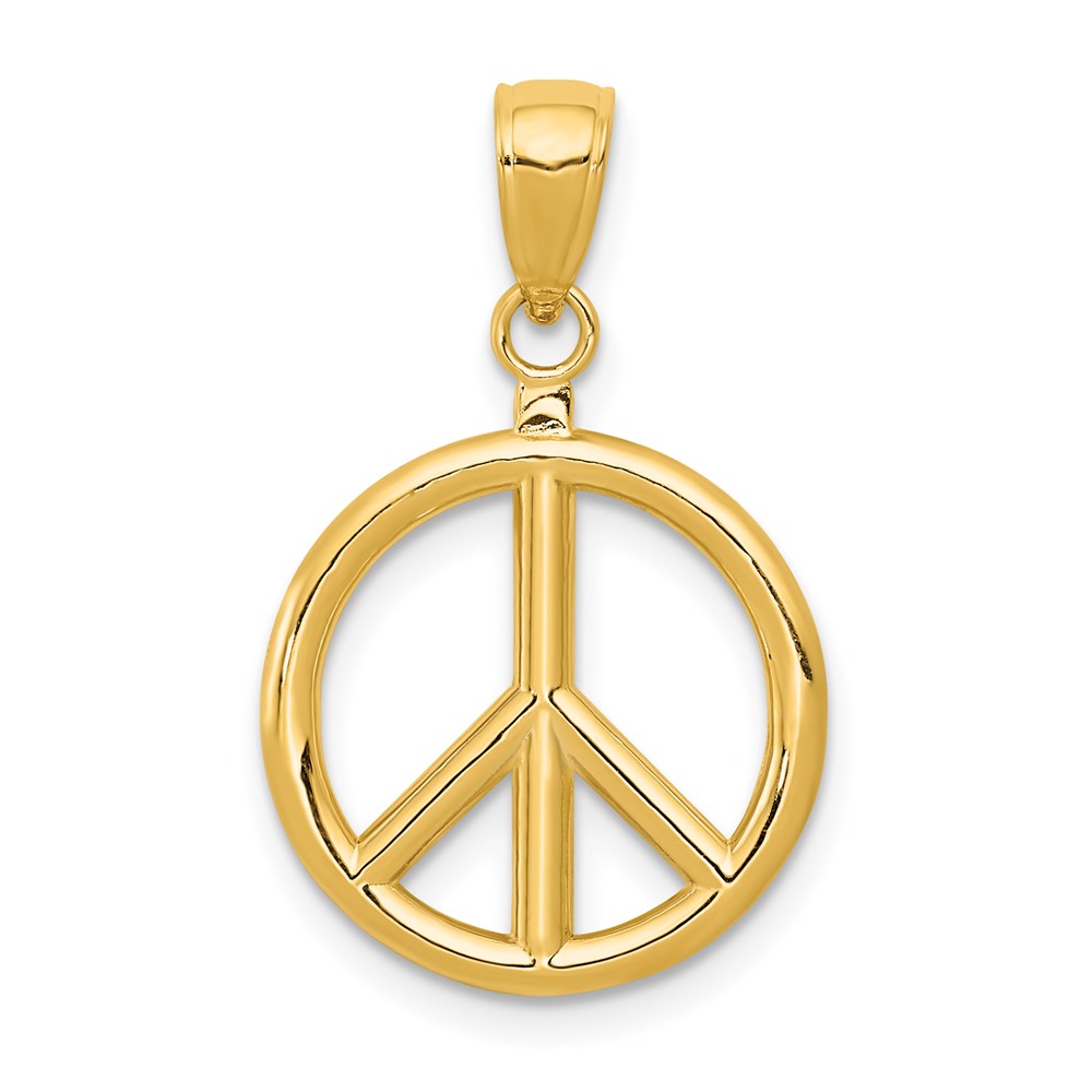 14k 3D Polished Peace Sign Charm