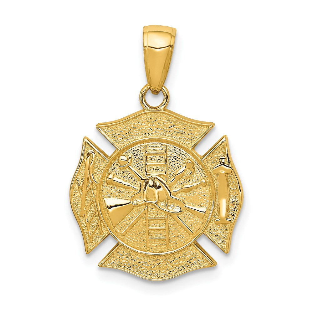 14k Reversible Fire Department Shield Pendant