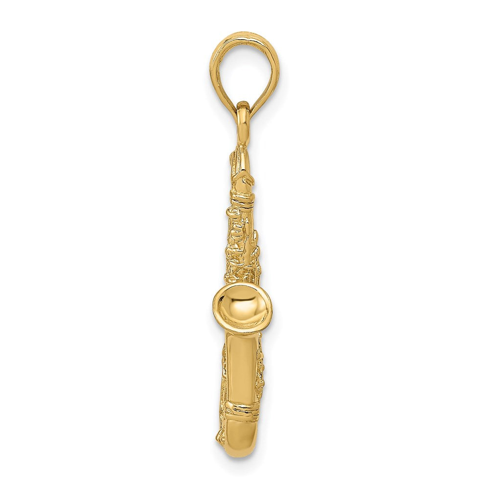 14K Solid Polished 3-D Saxophone Charm