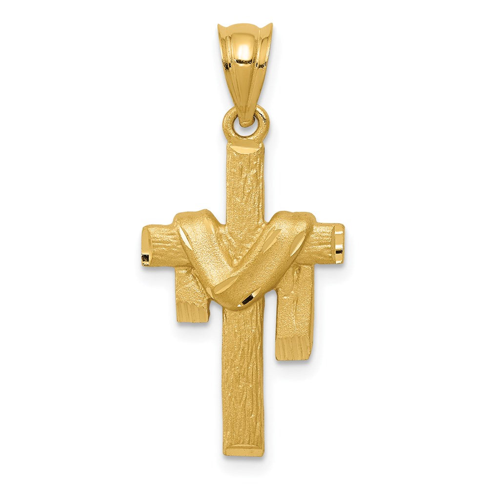 14k Satin Draped Cross Pendant