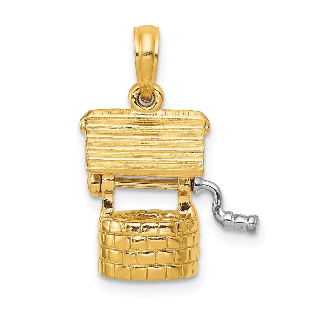 14k Polished 3-D Moveable Wishing Well Charm