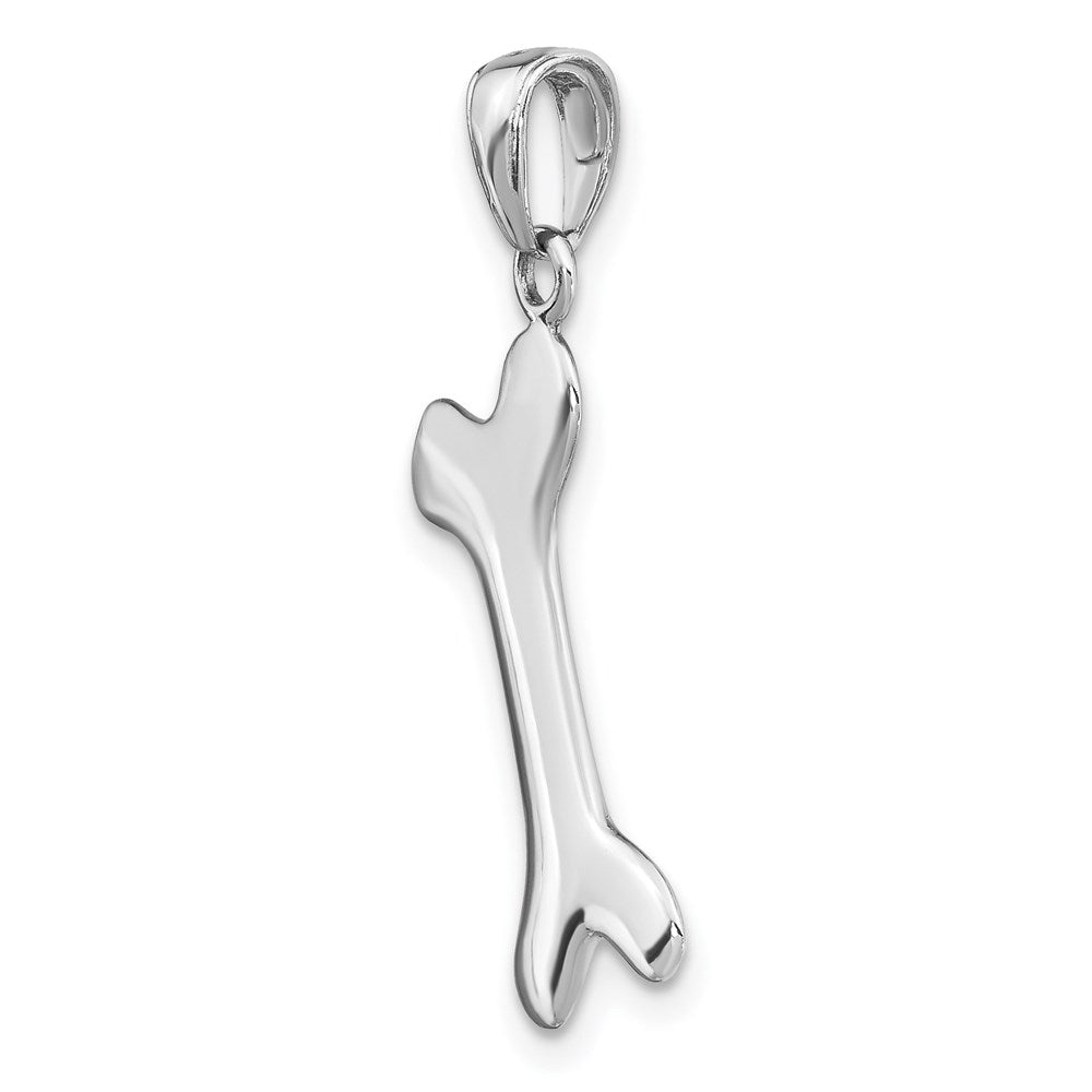 14k White Gold Solid Polished Dog Bone Necklace