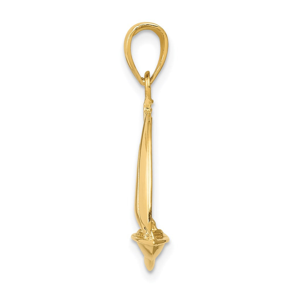 14k Polished Open-Backed Sailboat Pendant