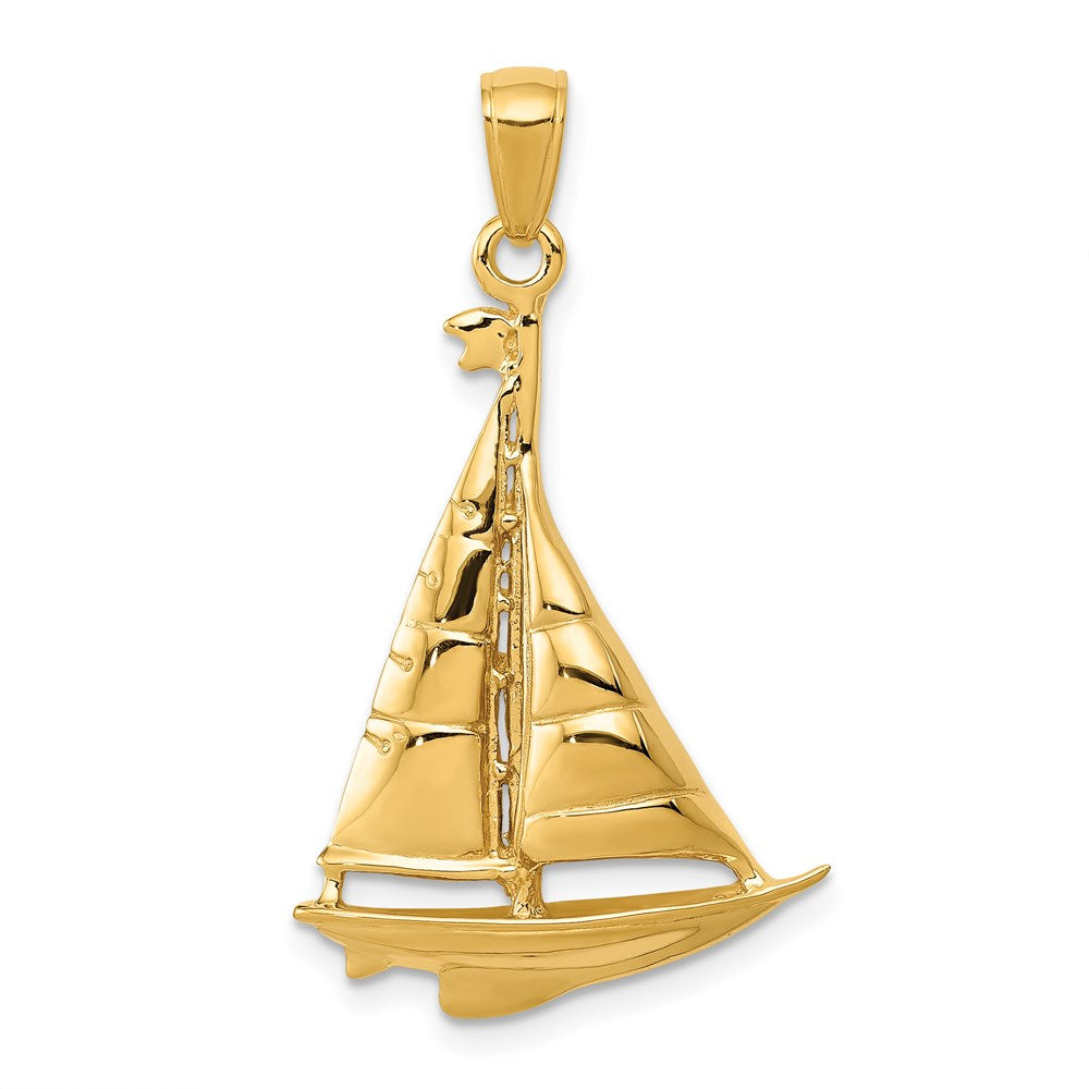 14k Polished Sailboat Pendant