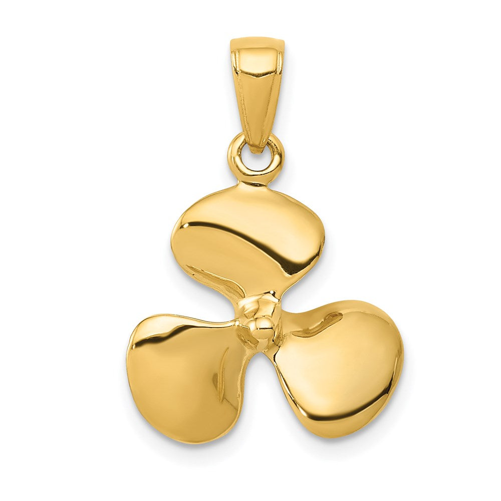 14K Polished 3-D Propeller Pendant