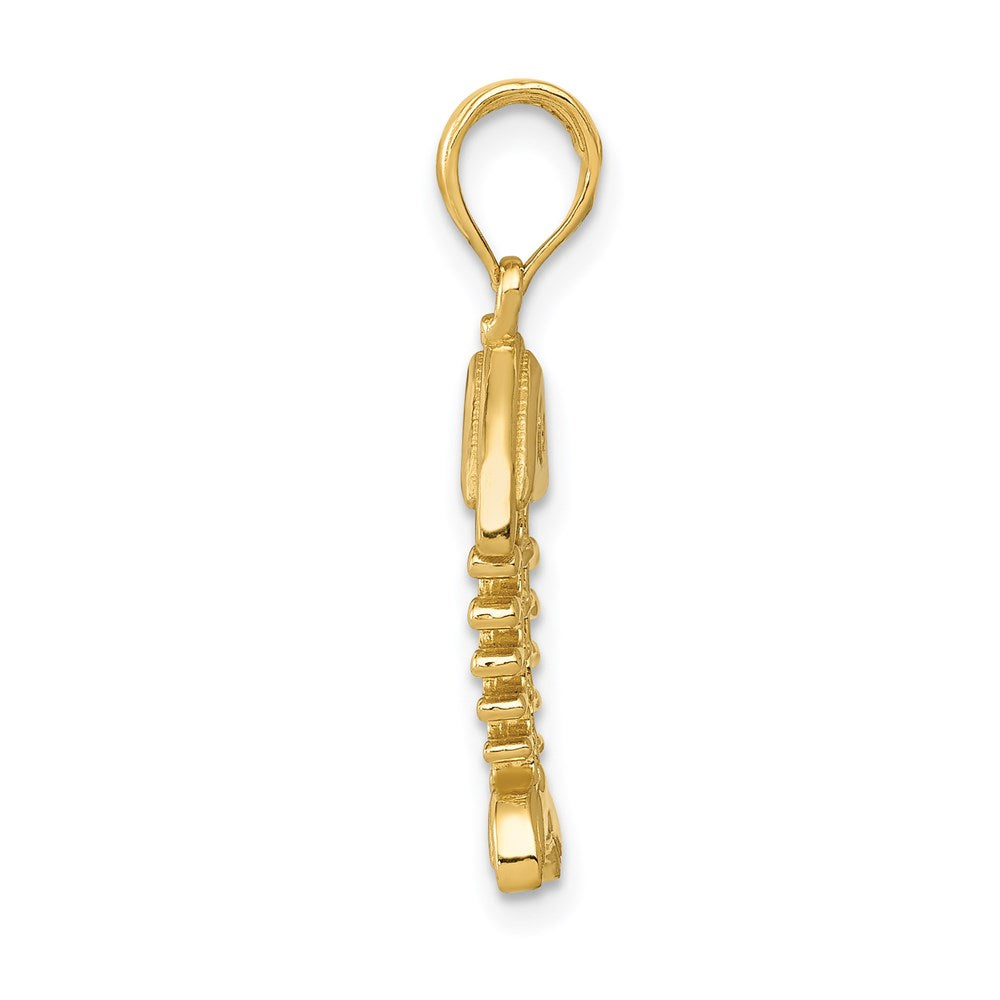 14K Polished 3-D Fish Bone Pendant