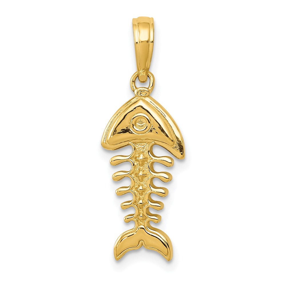 14K Polished 3-D Fish Bone Pendant