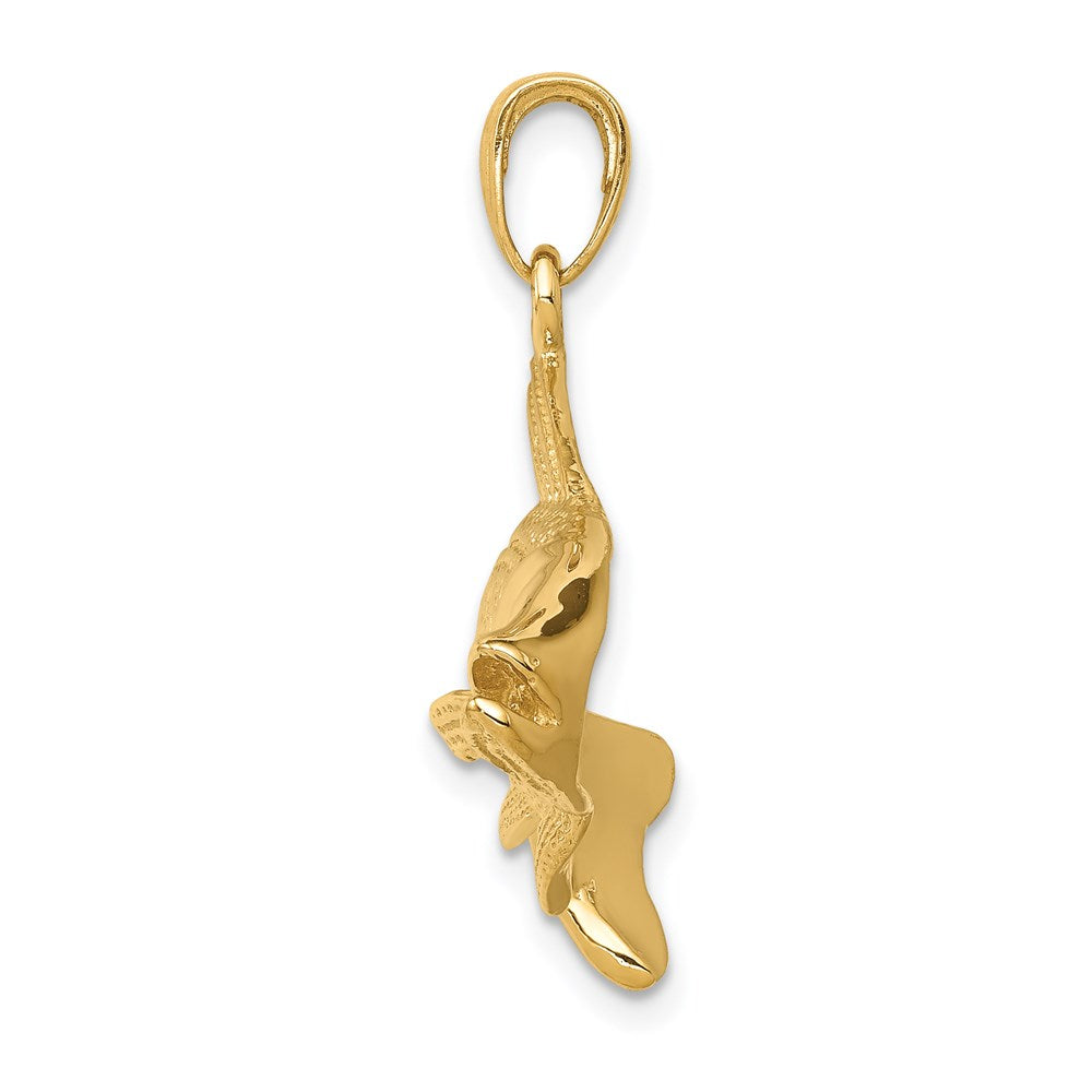 14k Polished Open-Backed Snook Redfish Pendant