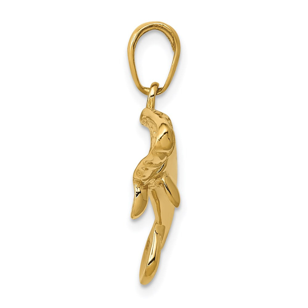 14k Solid Polished Manatee Pendant