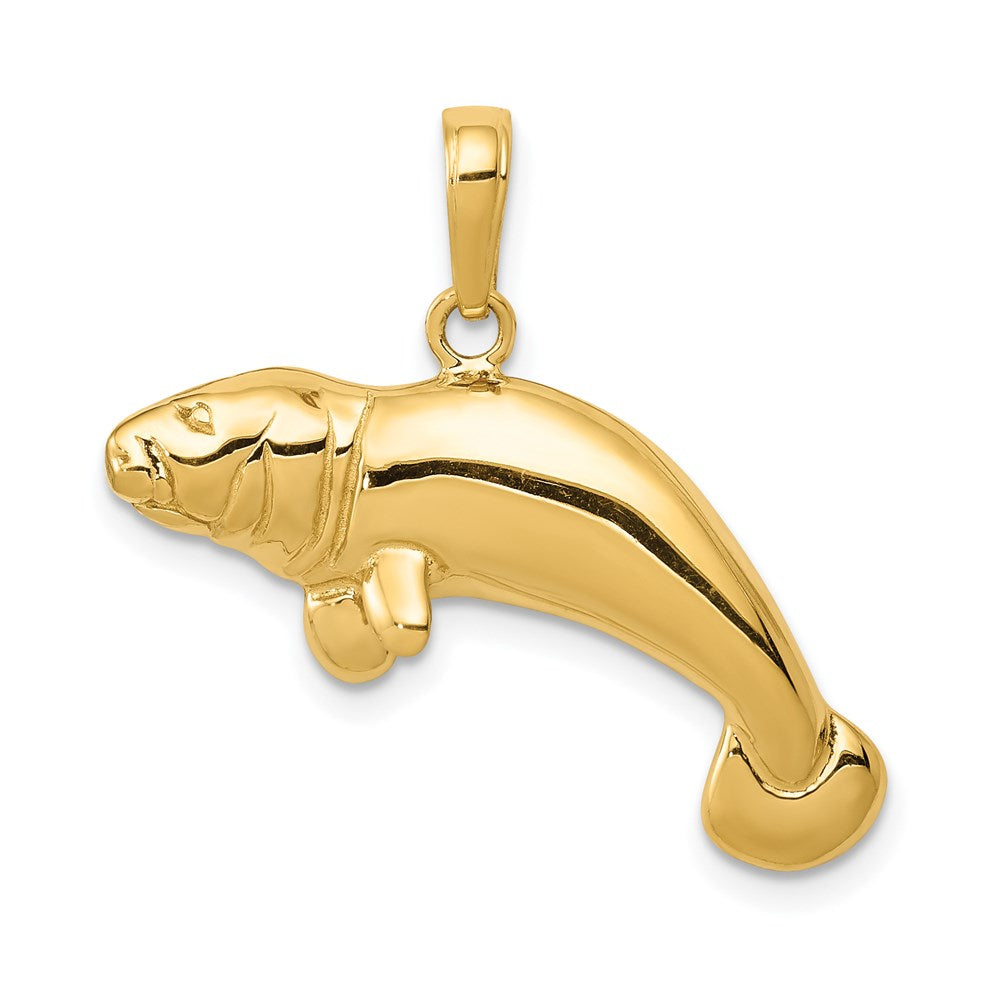 14k Solid Polished Manatee Pendant