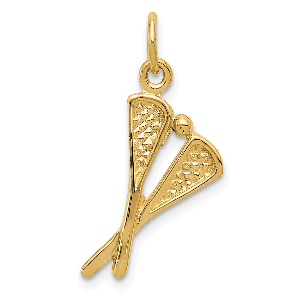 14k Polished Lacrosse Sticks Charm