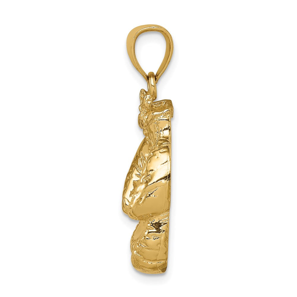 14k Solid Polished Open-Backed Boxing Gloves Pendant