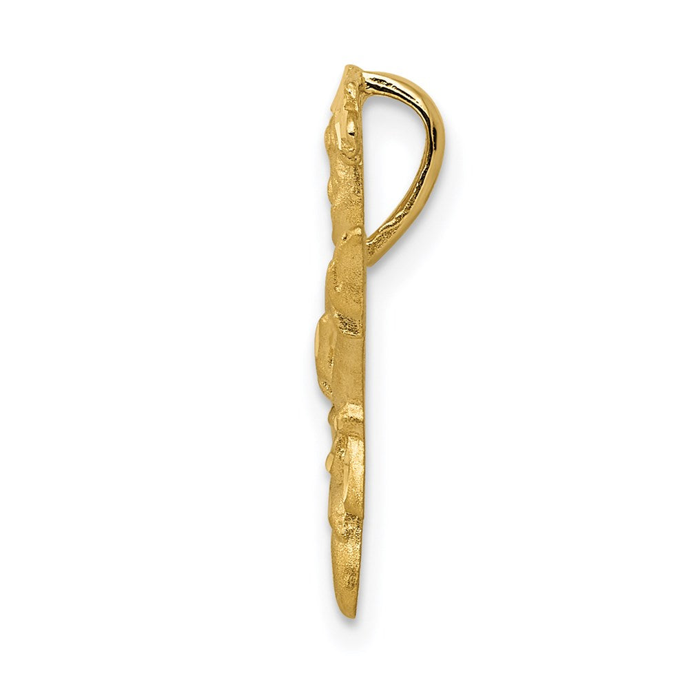 14k Satin Diamond-cut Open-Backed Karate Female Chain Slide