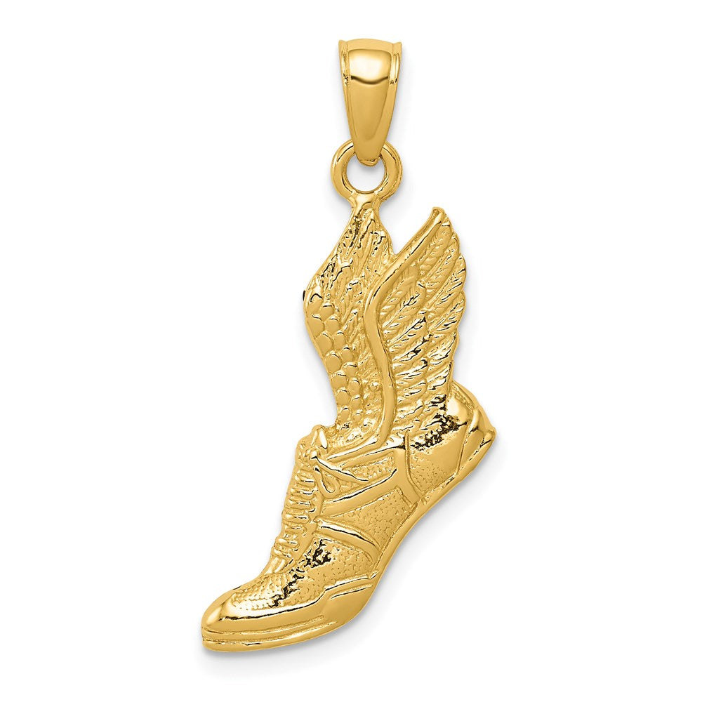 14k Polished Running Shoe Pendant