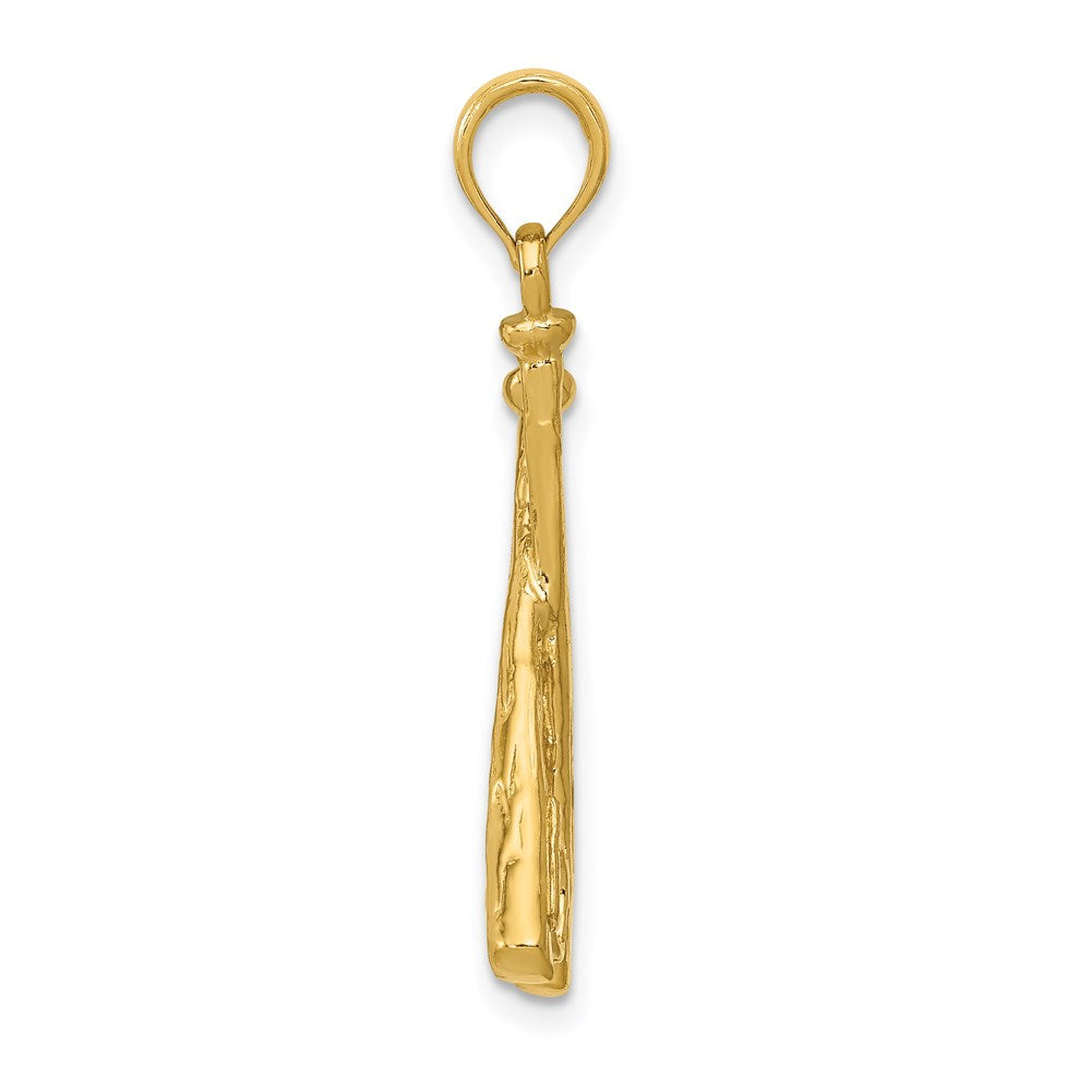 14K Polished Open-Backed Bats and Baseball Pendant