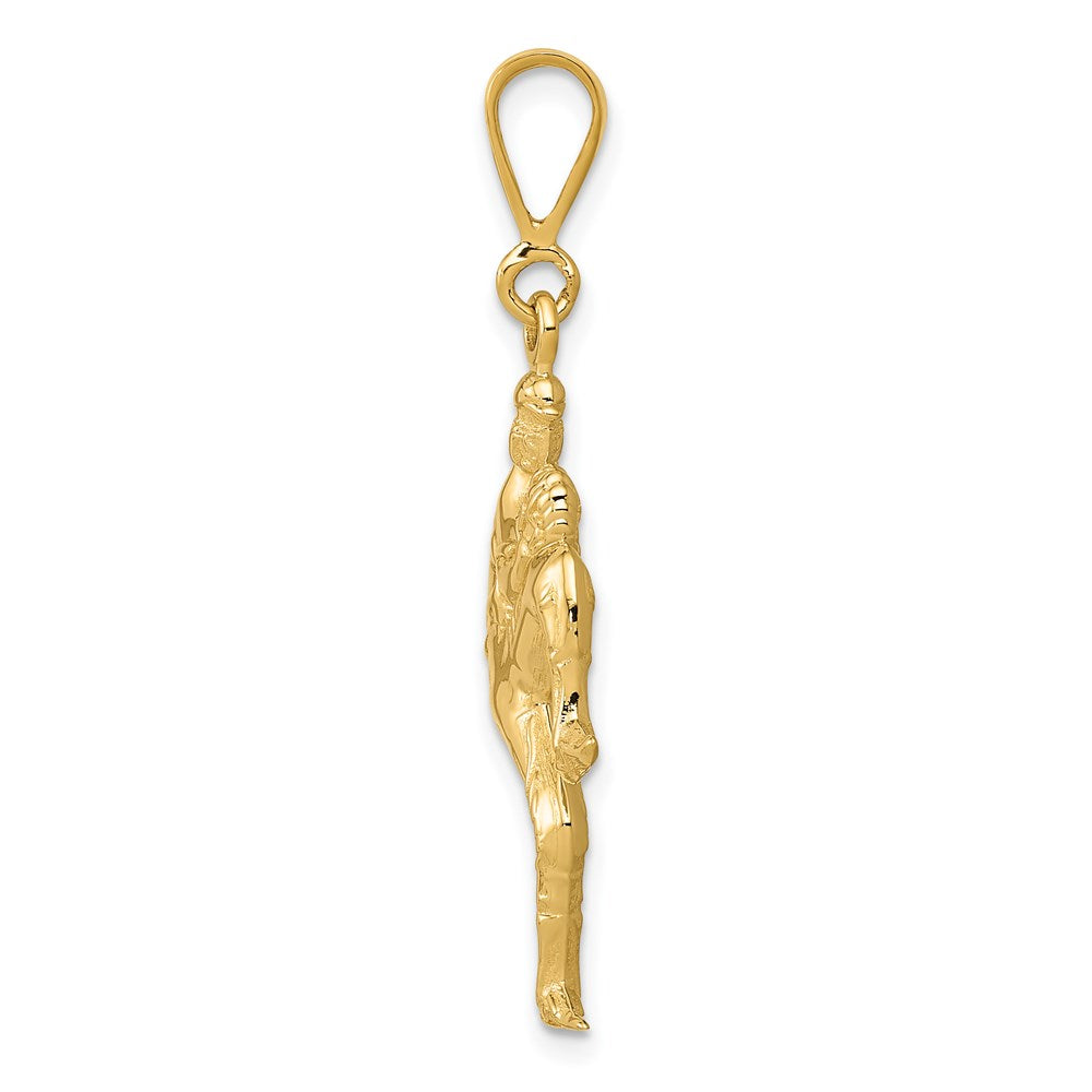 14K Polished 3-D Pitcher Baseball Charm