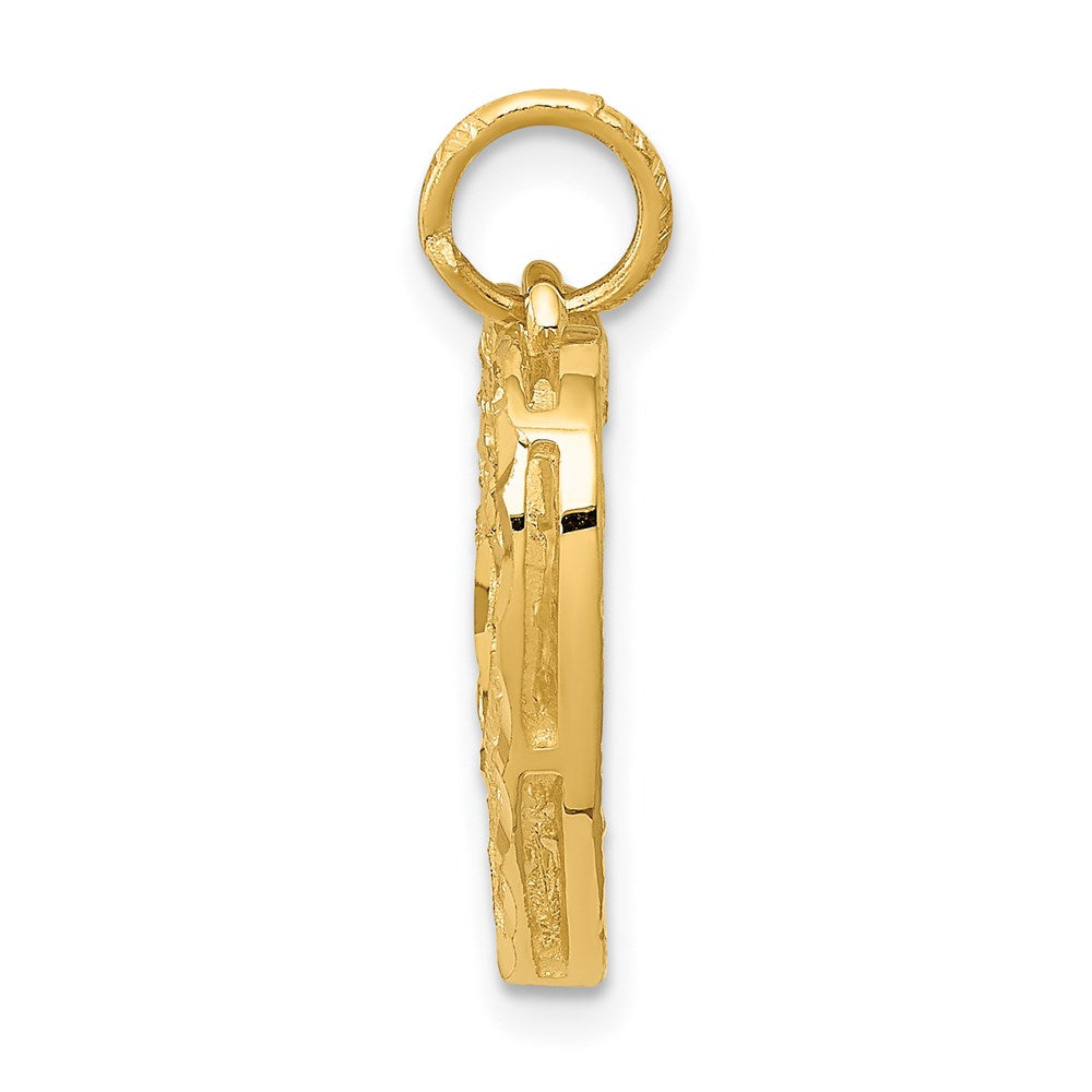 14K Polished Diamond-cut Filigree Heart Pendant