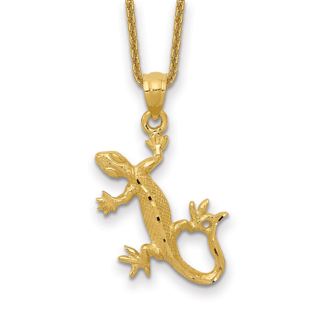 14k Diamond-Cut Lizard Necklace