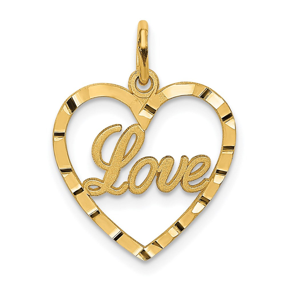 14k LOVE Diamond-cut Heart Pendant