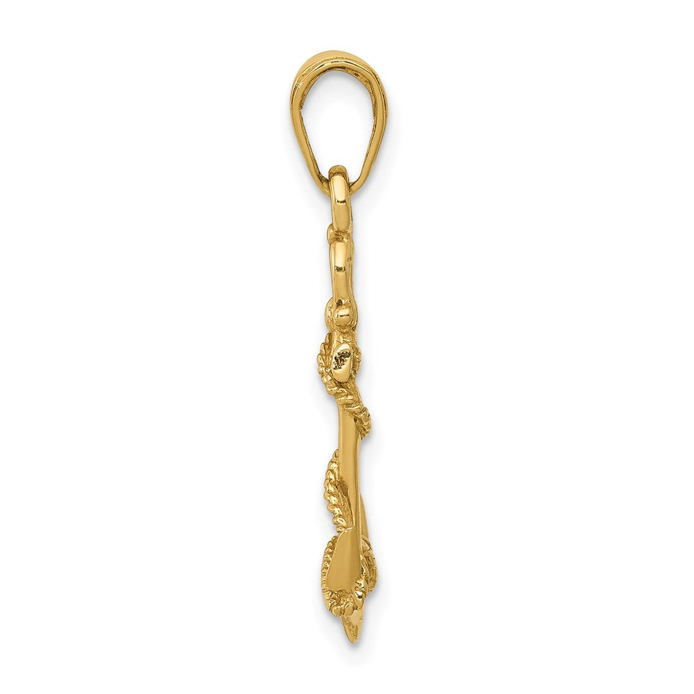 14k 3-D Anchor with Shackle and Entwined Rope Pendant