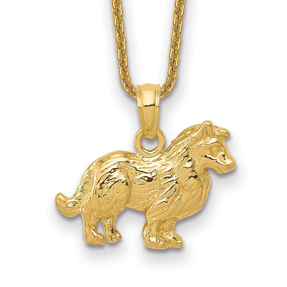 14k Collie Dog Pendant w/ chain