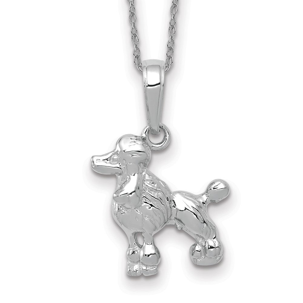 14k White Gold Poodle Dog Necklace