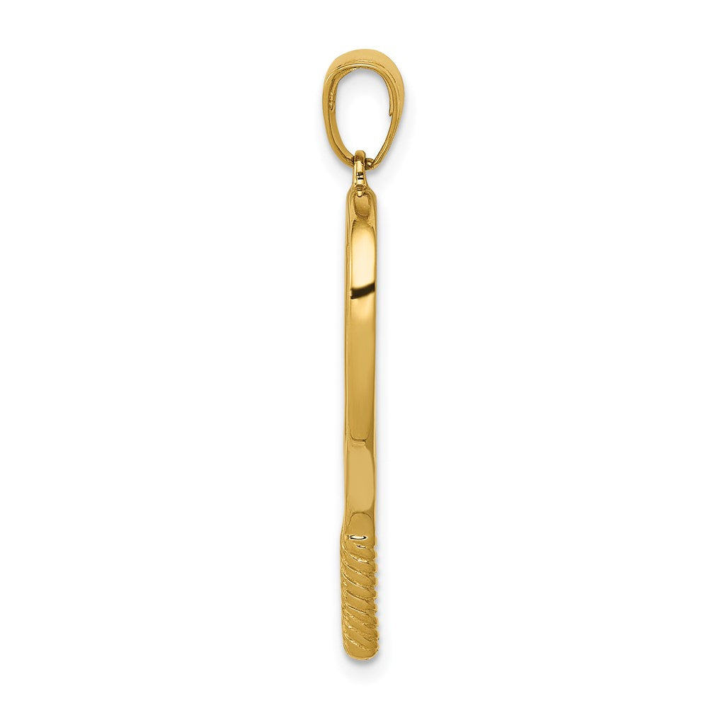 14k Solid Polished 3-D Tennis Racquet Pendant