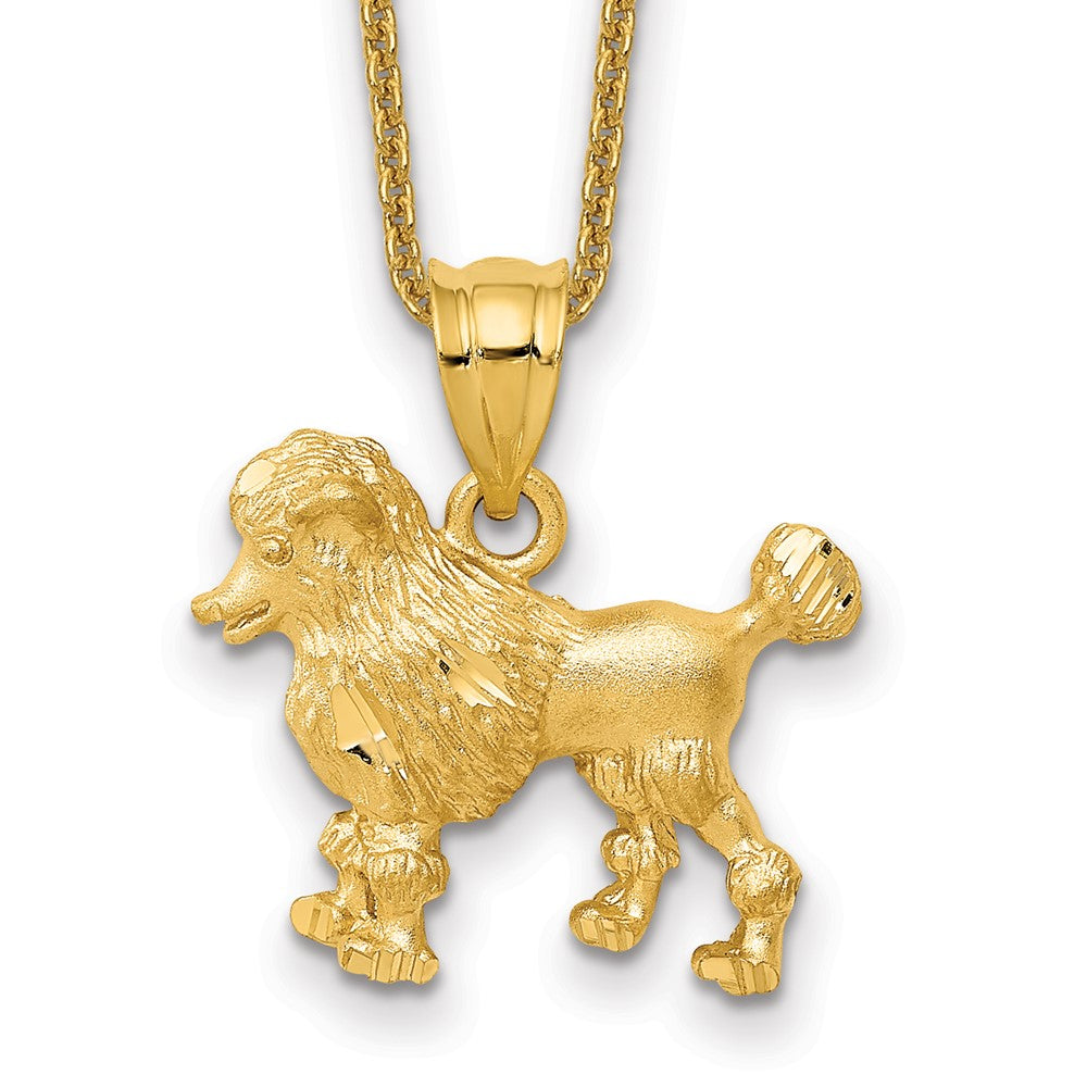 14k Poodle Dog Charm w/ chain