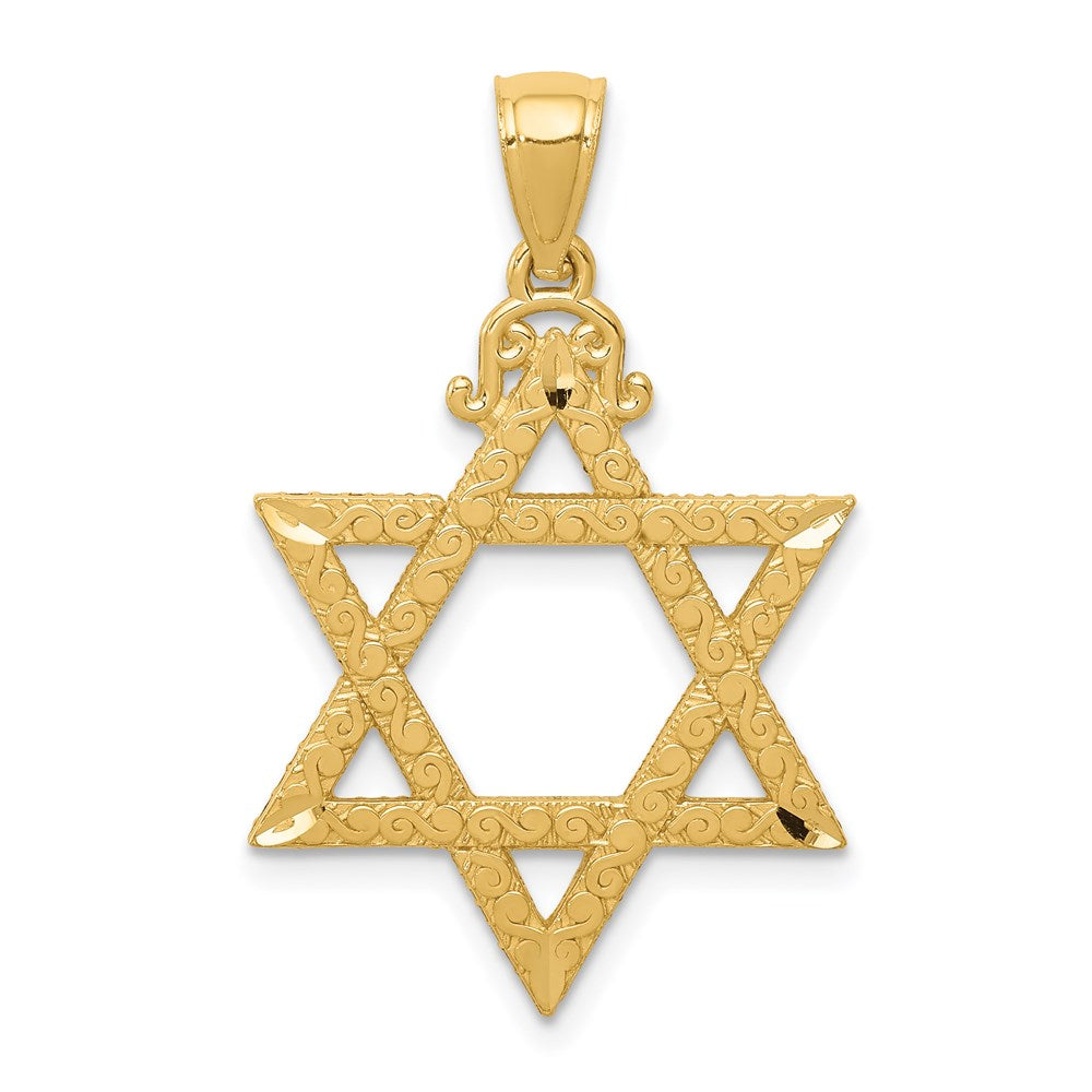 14k Diamond-cut Star of David Pendant