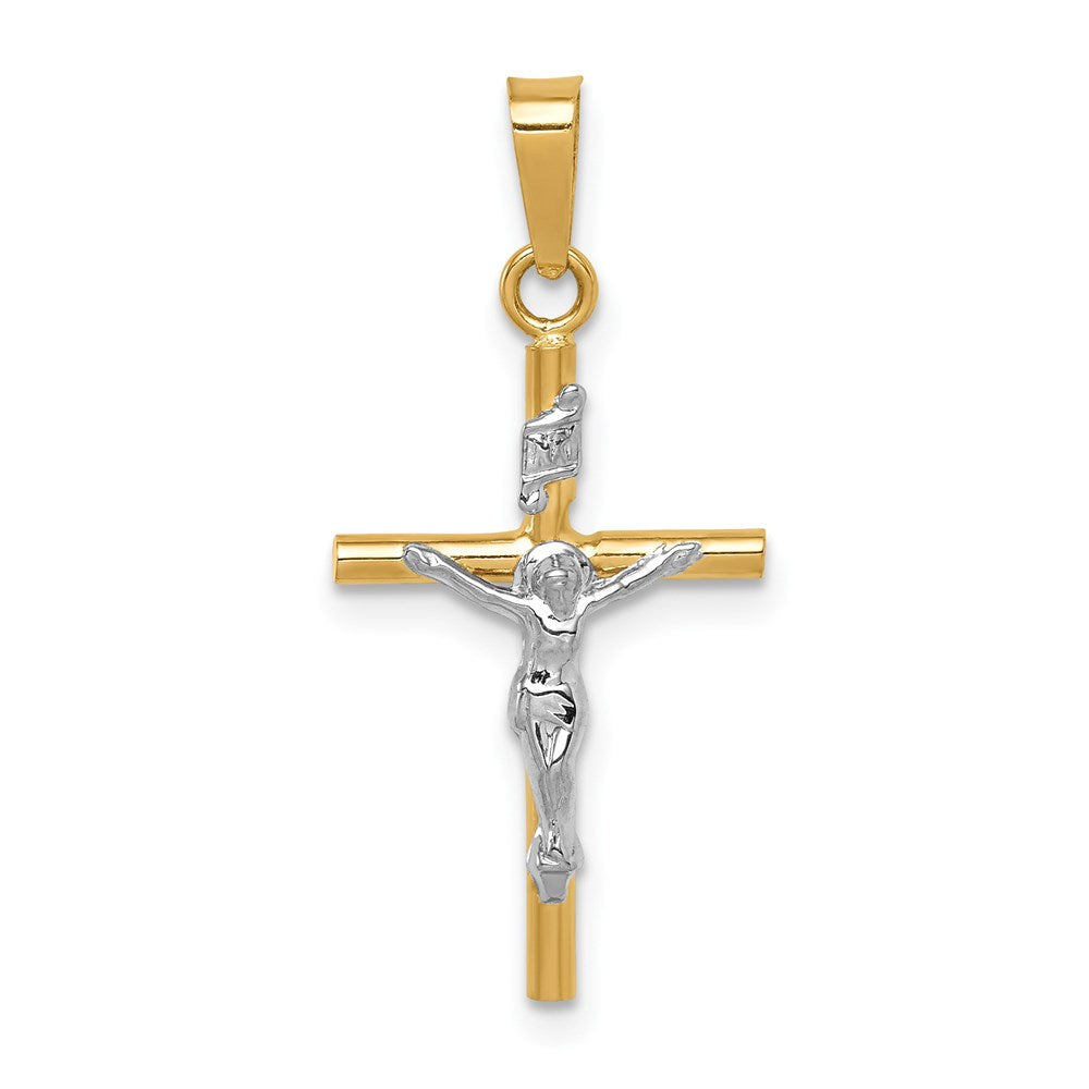 14K Two-tone INRI Crucifix Pendant