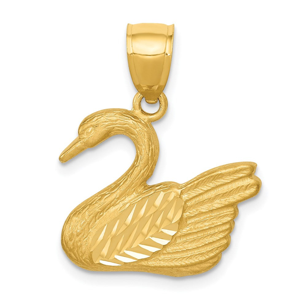 14K Diamond-cut Swan Pendant