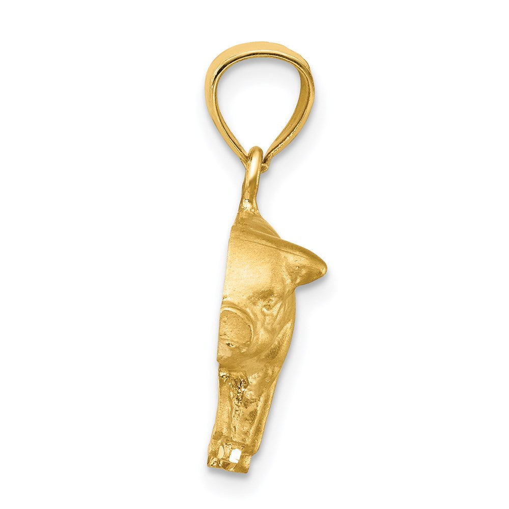 14K Satin Diamond-cut Pig Pendant