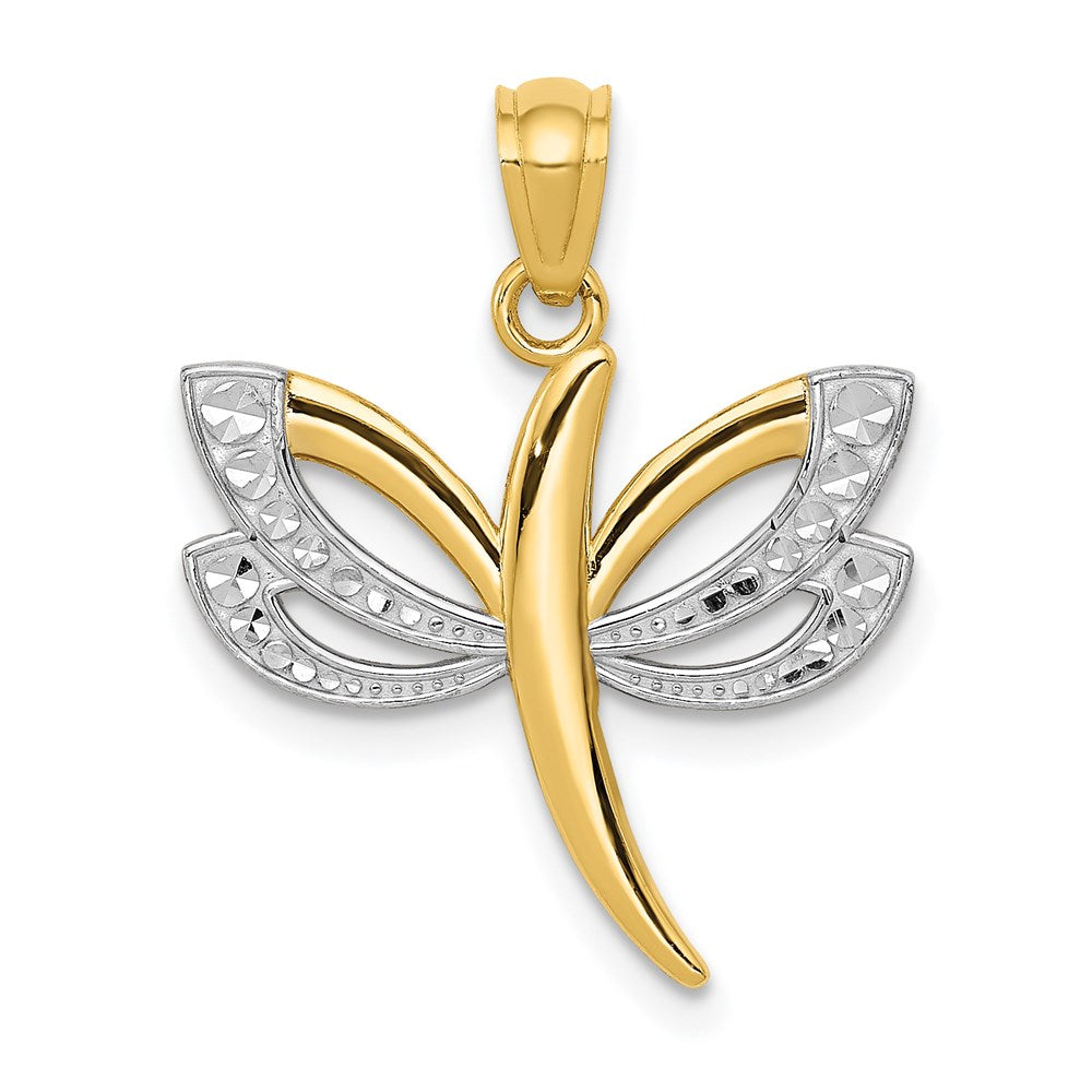 14k w/Rhodium Dragonfly Pendant