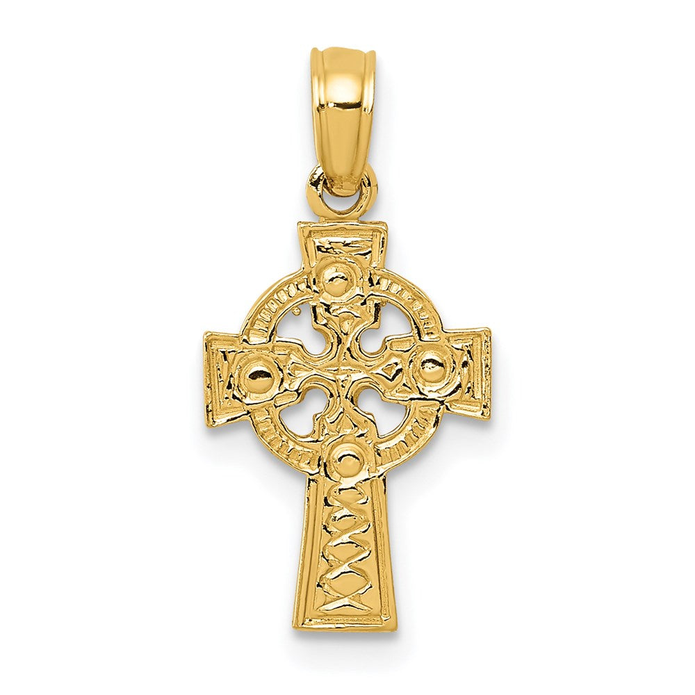 14K Celtic Cross w/Eternity Circle Pendant