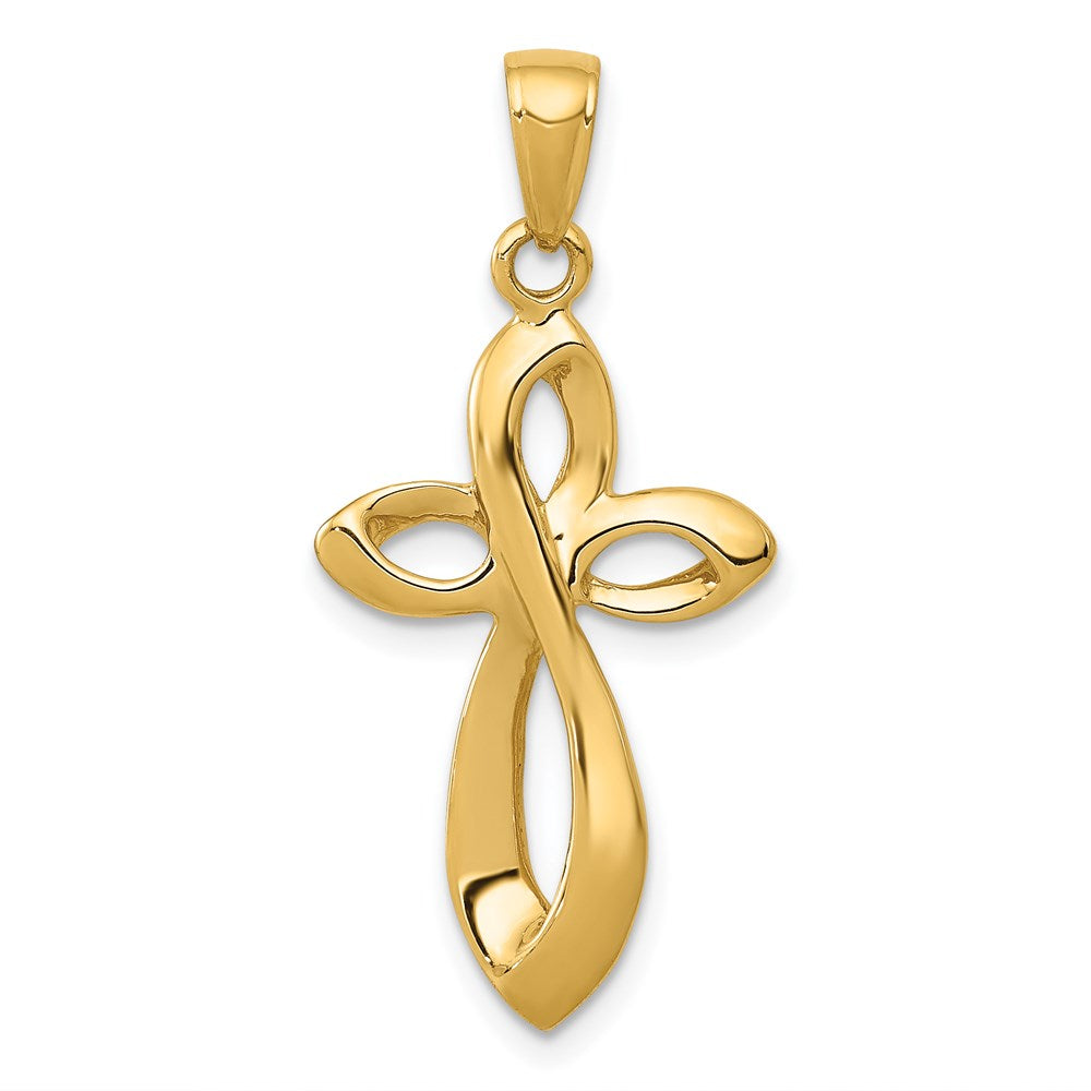 14K Polished w/Satin Figure 8 Cross Pendant