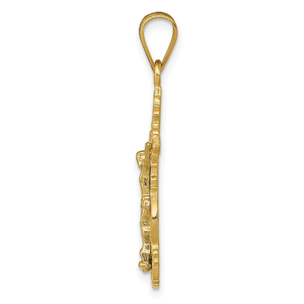 14K Two-tone Small Narrow Crucifix Pendant