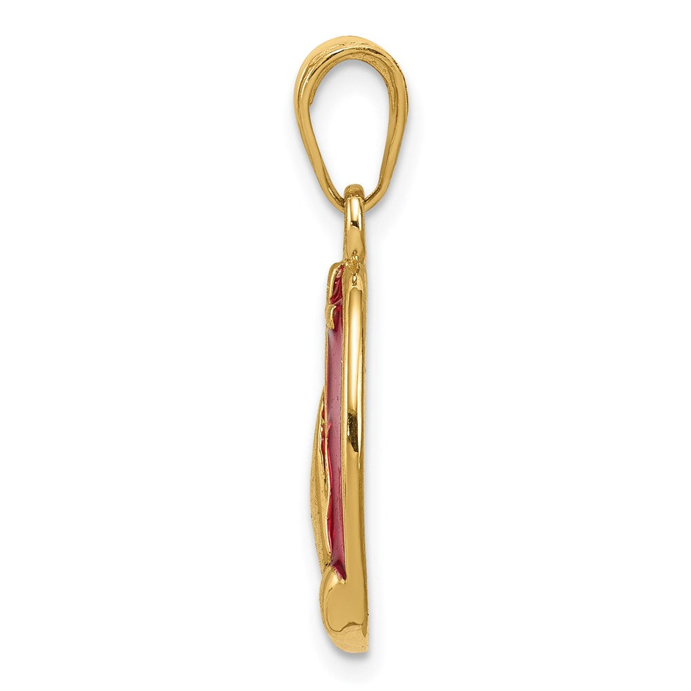 14K Red Enamel Praying Hands and Cross Oval Pendant