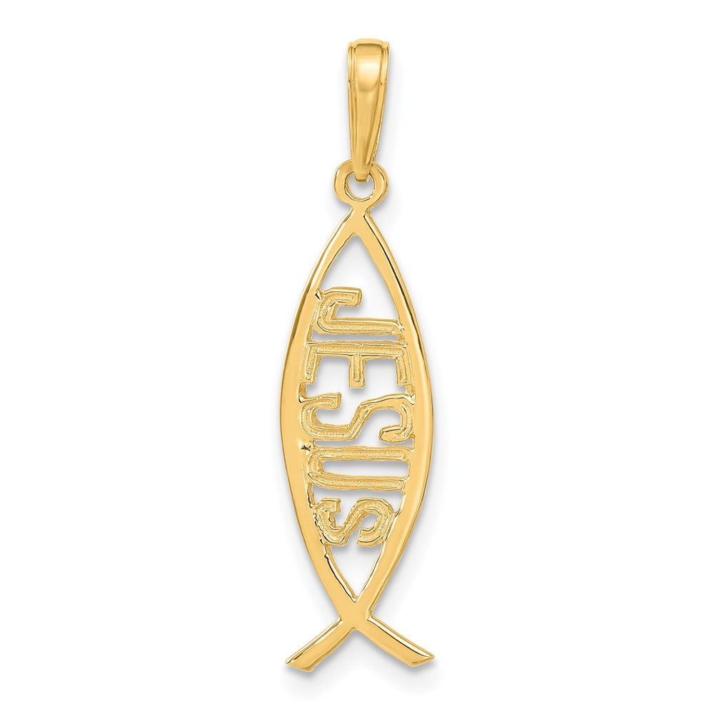 14K Ichthus Fish W/ JESUS Pendant