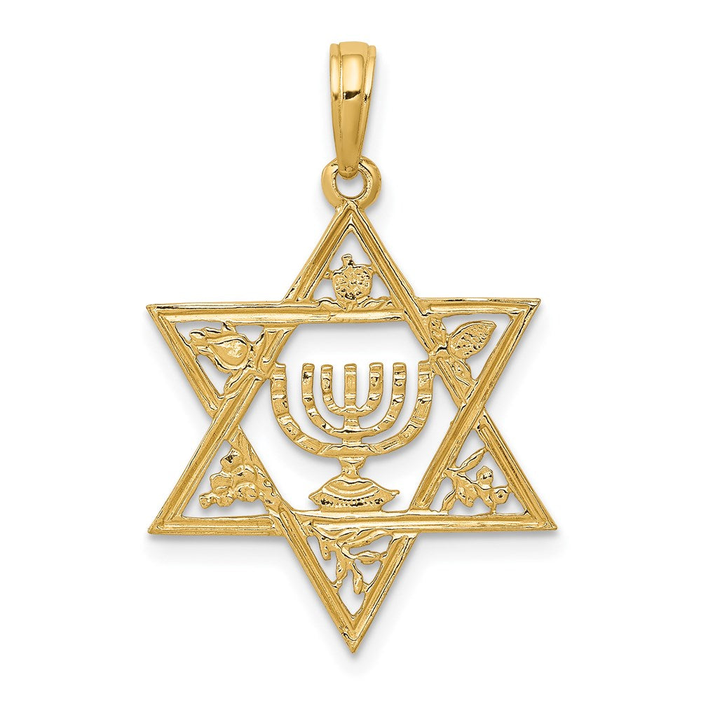 14K Star of David w/Menorah Pendant