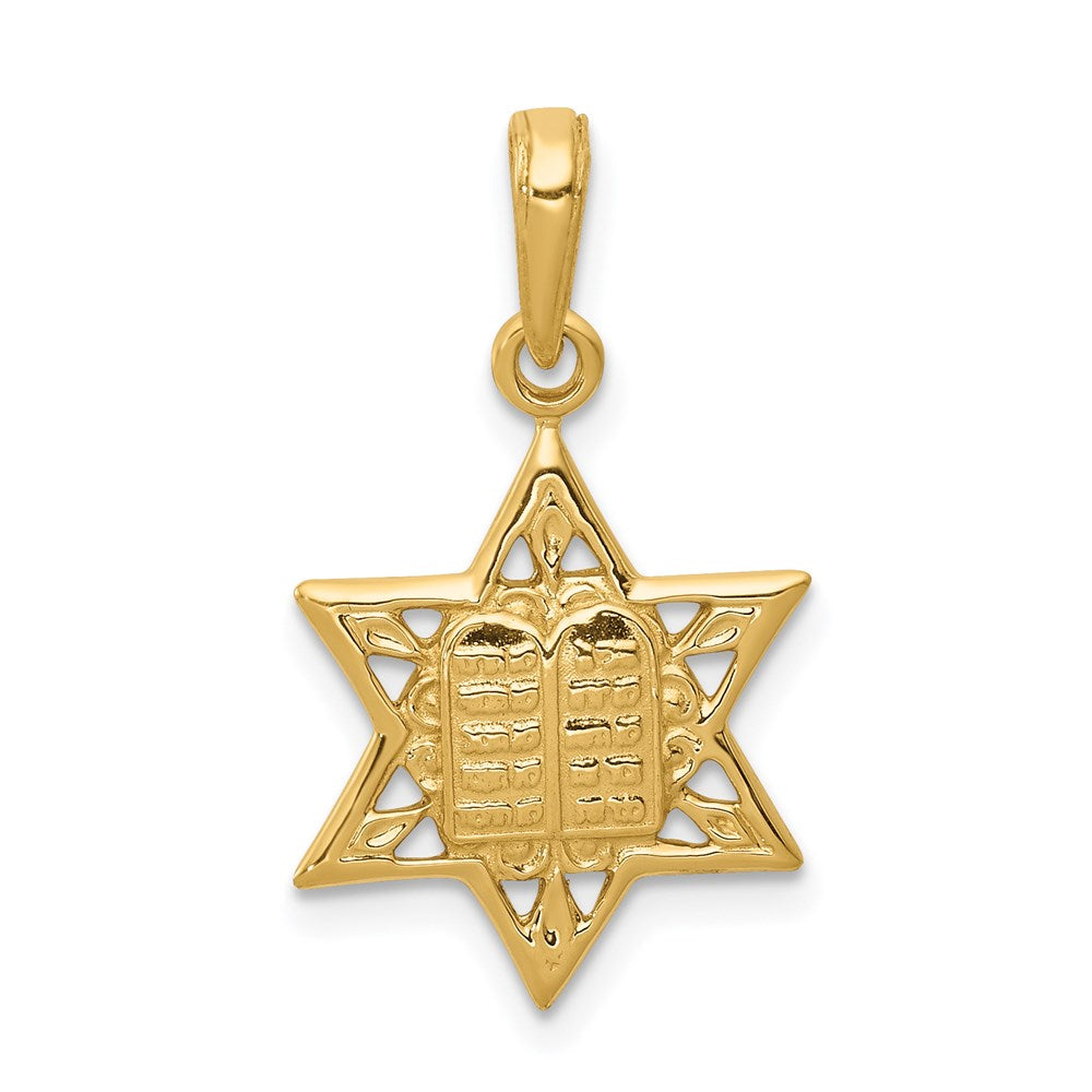 14K Star of David w/Tablets in Center Pendant