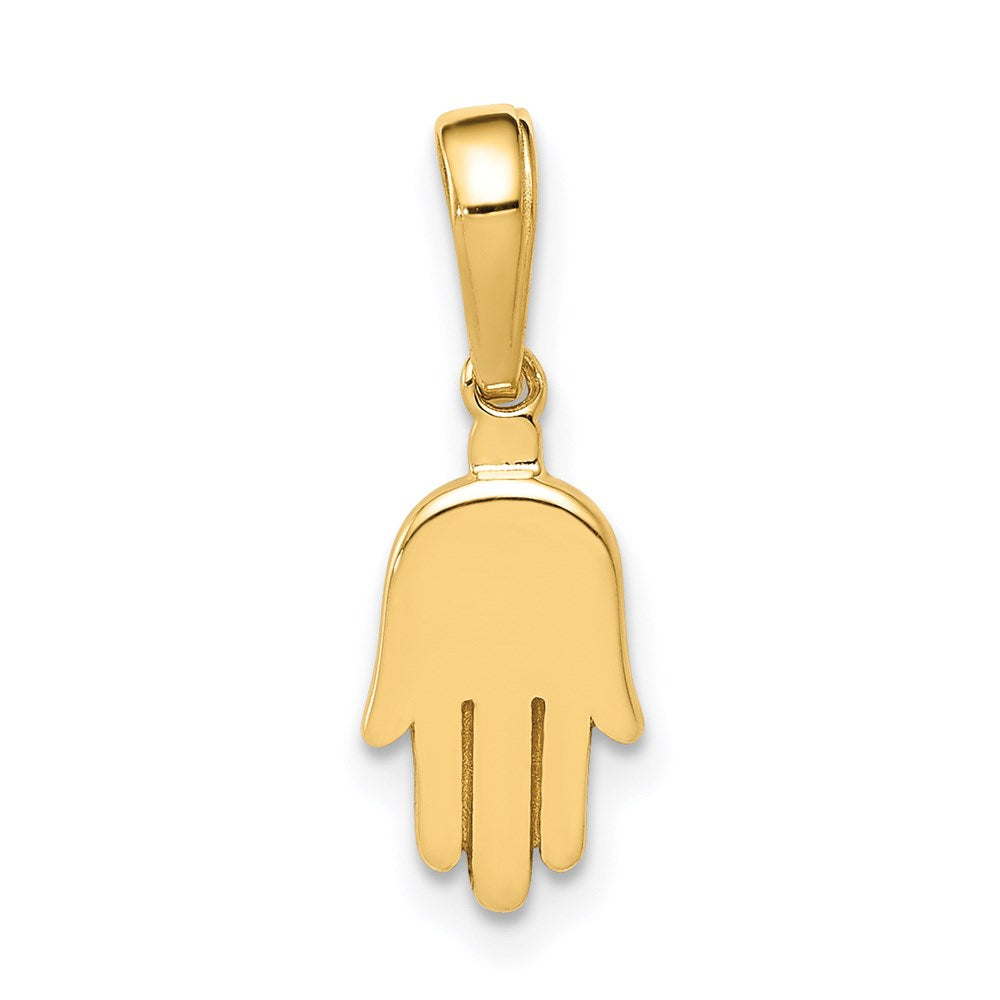 14K Small Solid Hamsa Pendant