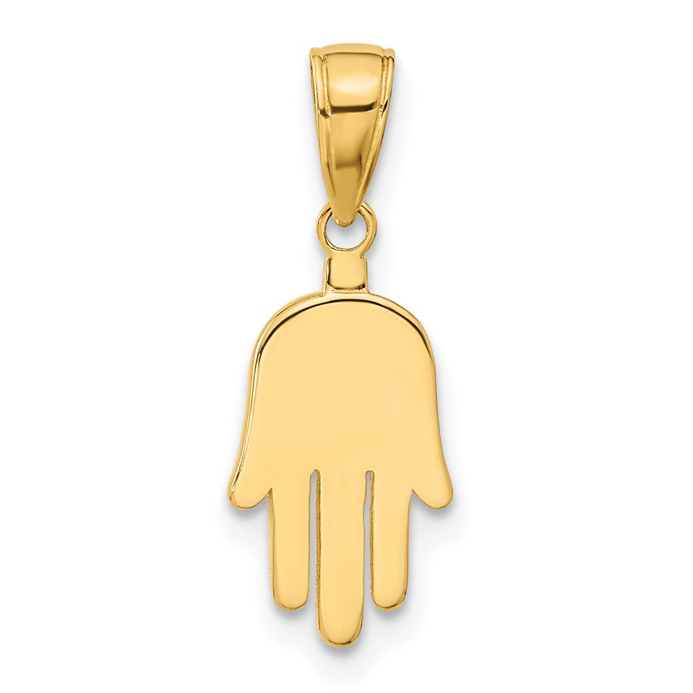 14K Large Solid Hamsa Pendant