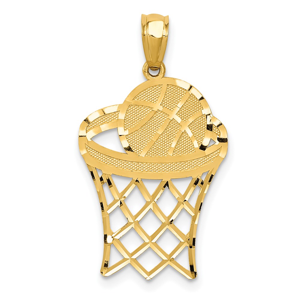 14k Yellow Gold Basketball Pendant