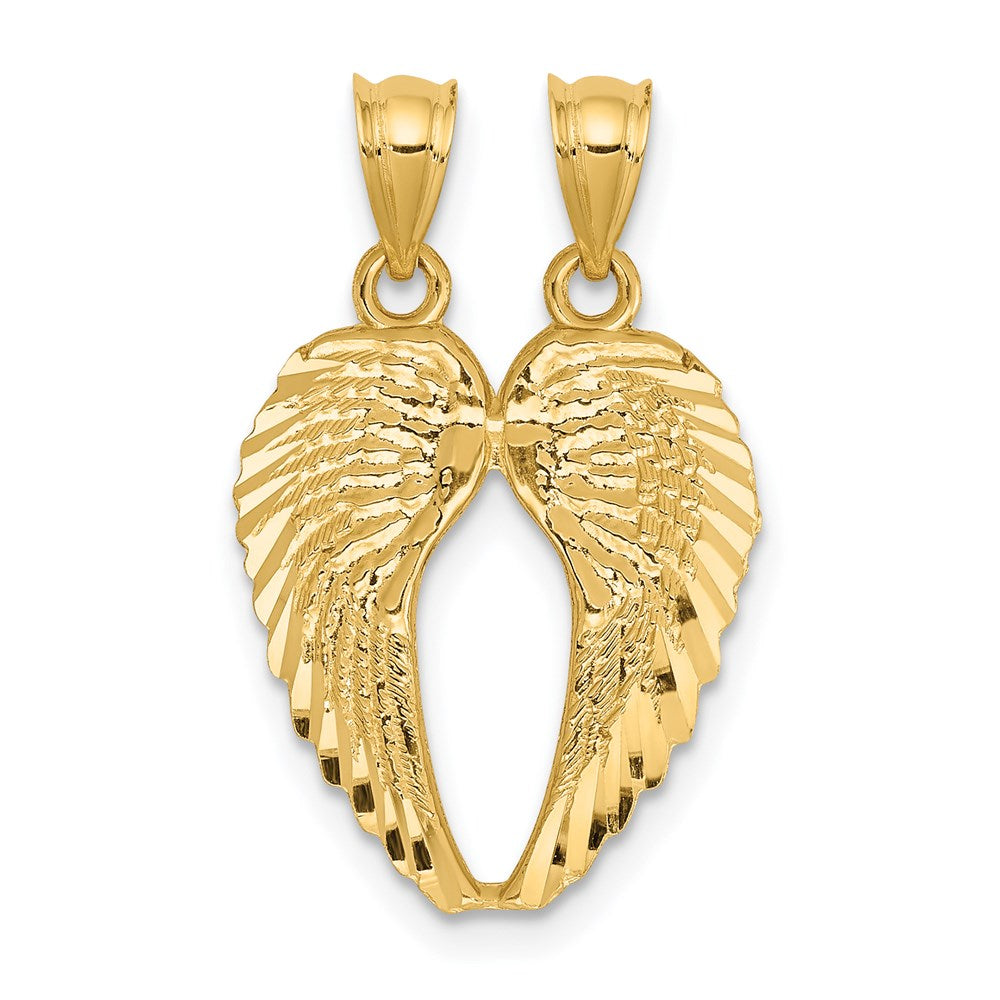 14k Two-Piece Break-Apart Diamond-cut Wings Pendant