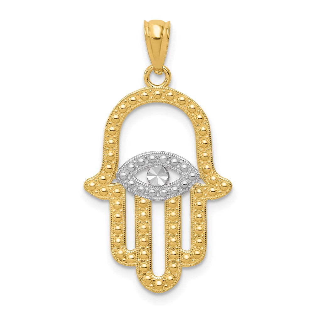 14K w/ Rhodium Hamsa Pendant